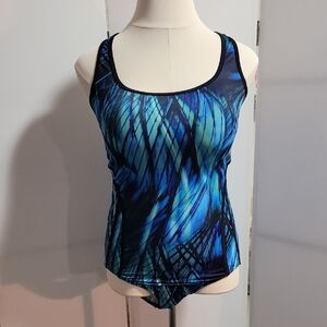 VENUS Blue and Black One Piece Swimsuit